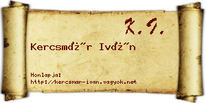 Kercsmár Iván névjegykártya